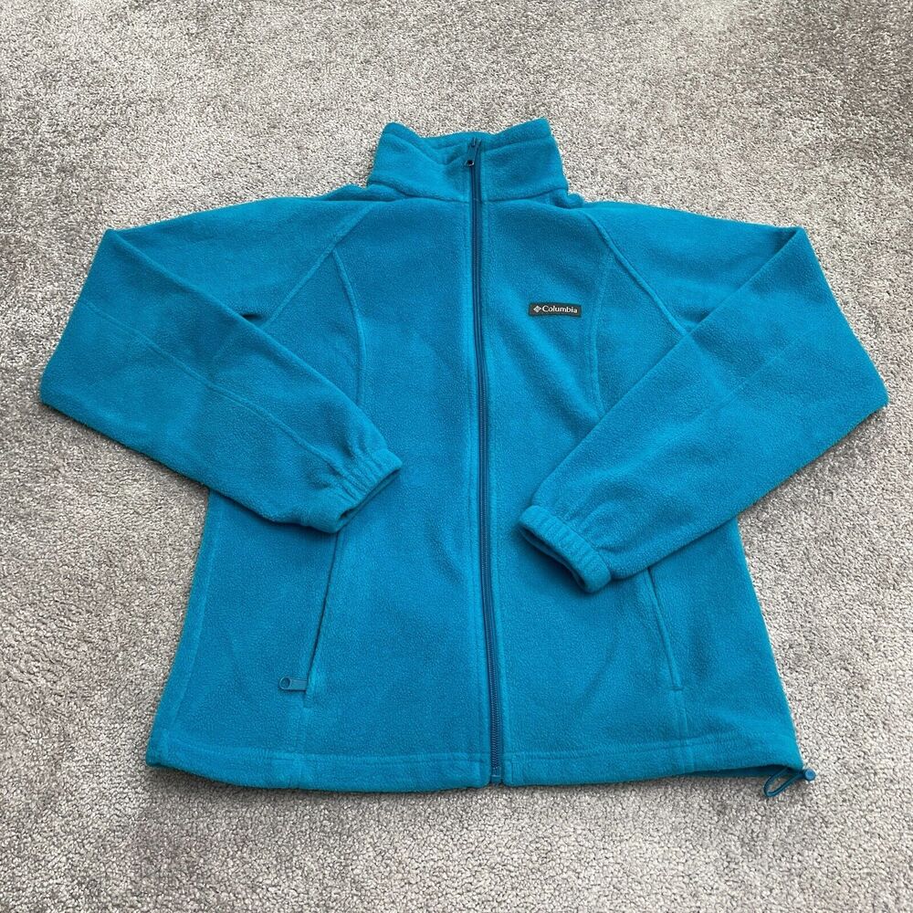 Columbia Benton Springs Fleece Jacket Womens Medium Blue Full Zip Outdoor Hiking